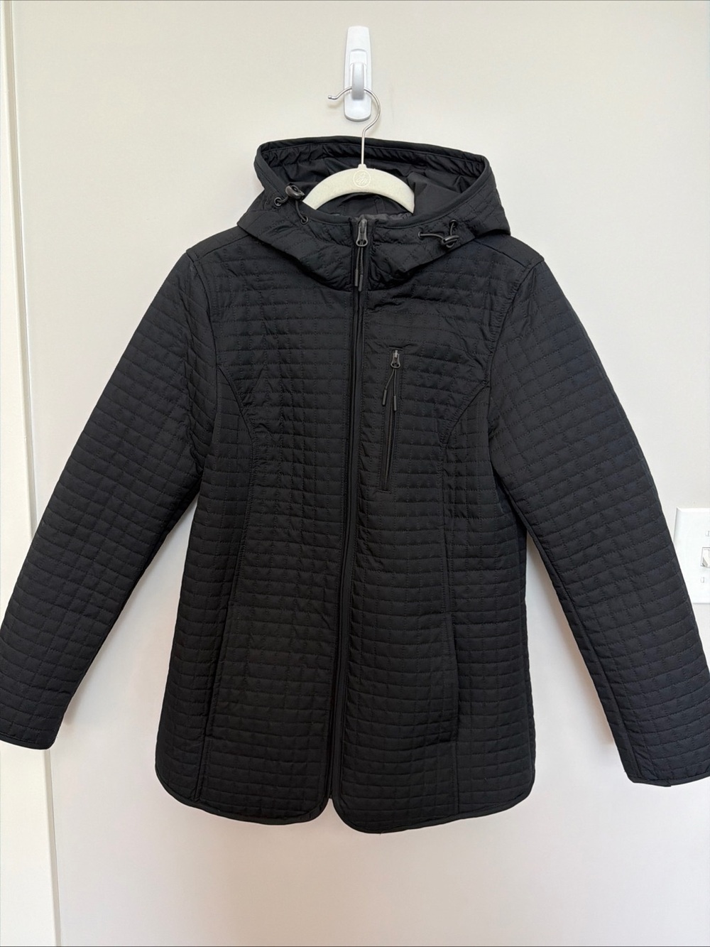Lands End Women’s Quilted Hooded Black Jacket- Xs